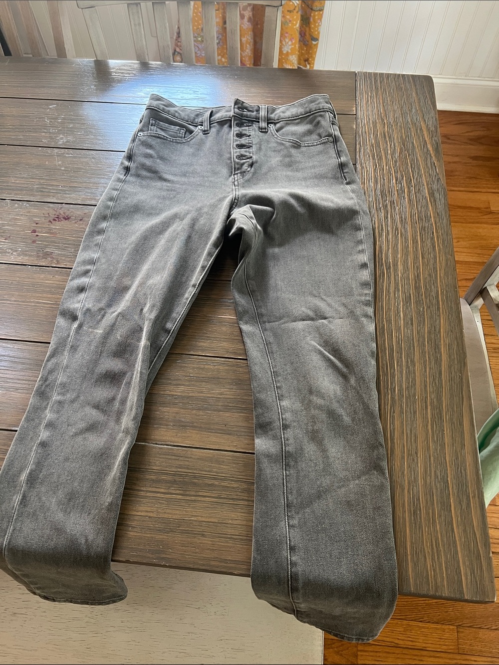 Banana Republic High-Rise Button-Fly Gray Jeans